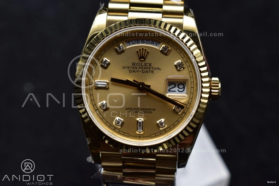 (Gain with Dial YG Gold Steel Square V5 Best vr3255 Edition 36 904L Weight) President QF Bracelet DayDate Diamond on 0225